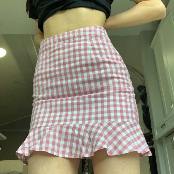 asos new with tags pink mini plaid skirt - Picture 1 of 4